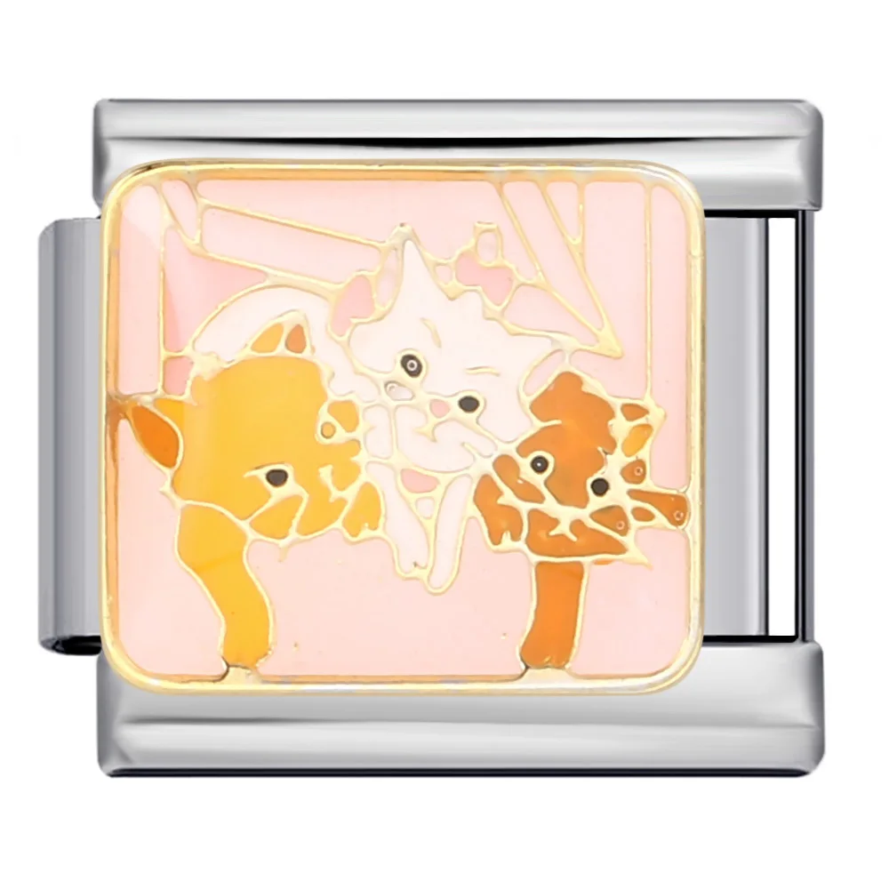 Fashion Y2k Cute Kawaii Animal Cat Dog Whale Panda Italian Charm Link Fit 9mm Stainless Steel Bracelet DIY Making Jewelry Beads