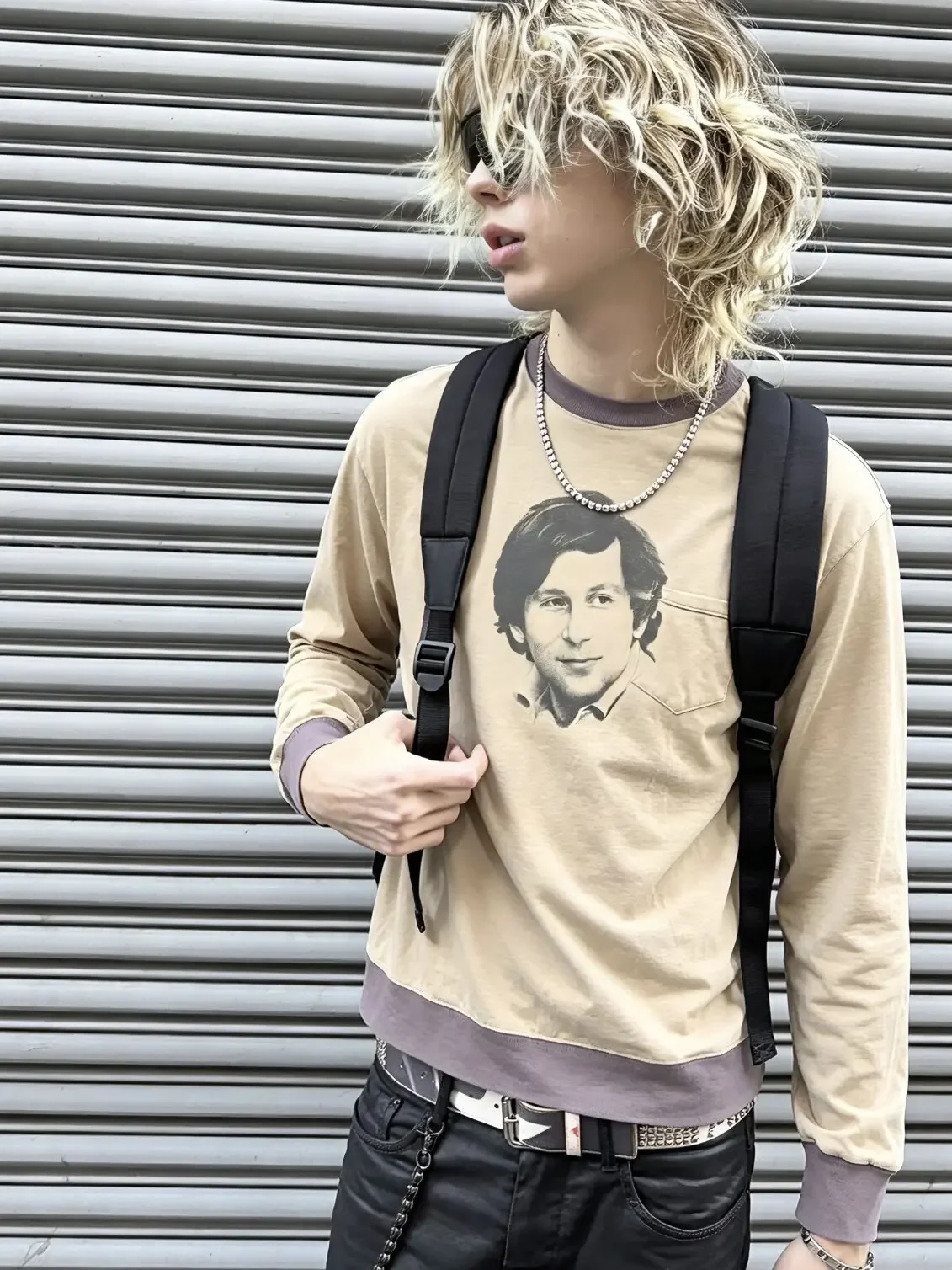 ER/D 25fw Director's Portrait Print Splicing Long Sleeve T-Shirt