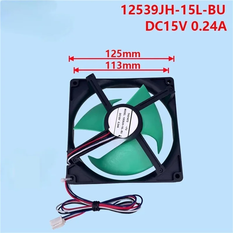 Ventilador de repuesto para refrigerador Haier Panasonic Meiji Midea, repuestos 12539JH-15L-BU DC15V 0.24A, duradero y eficiente