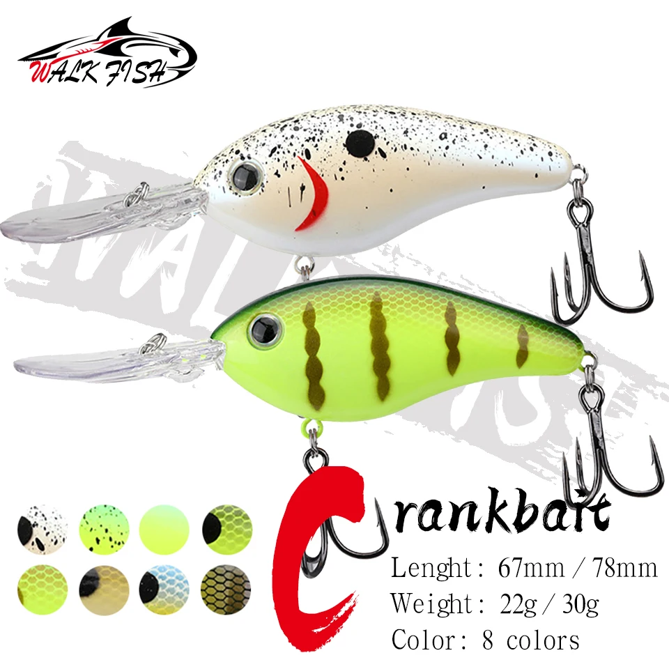 

WALK FISH 1 шт. Кривошип 22 г, 30 г, популярная модель, жесткая приманка для рыбалки 8 цветов, Кривошип, качественная профессиональная приманка, рыба, глубина 5/6 м