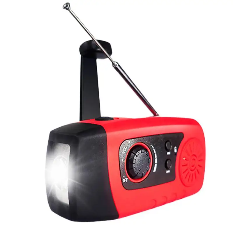 

Battery Powered Radio 2000mAh Solar Crank Radio LED Flashlight Rechargeable Battery Cell Phone Charger For Hiking Outage Outdoor