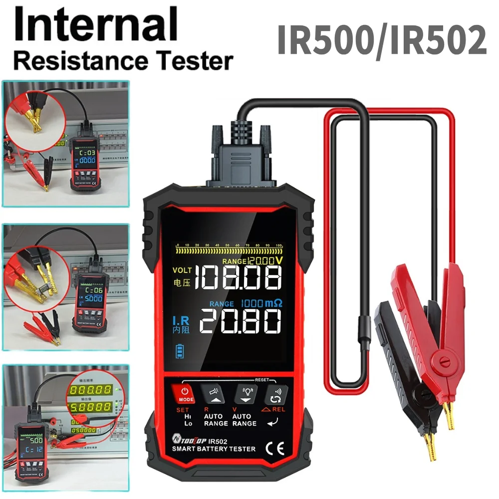 IR500/IR502 Battery Ohmmeter High Precision 120V 0.000mω-500ω Calibratable 4-Wire Test for Lead Acid Alkaline Lithium Battery