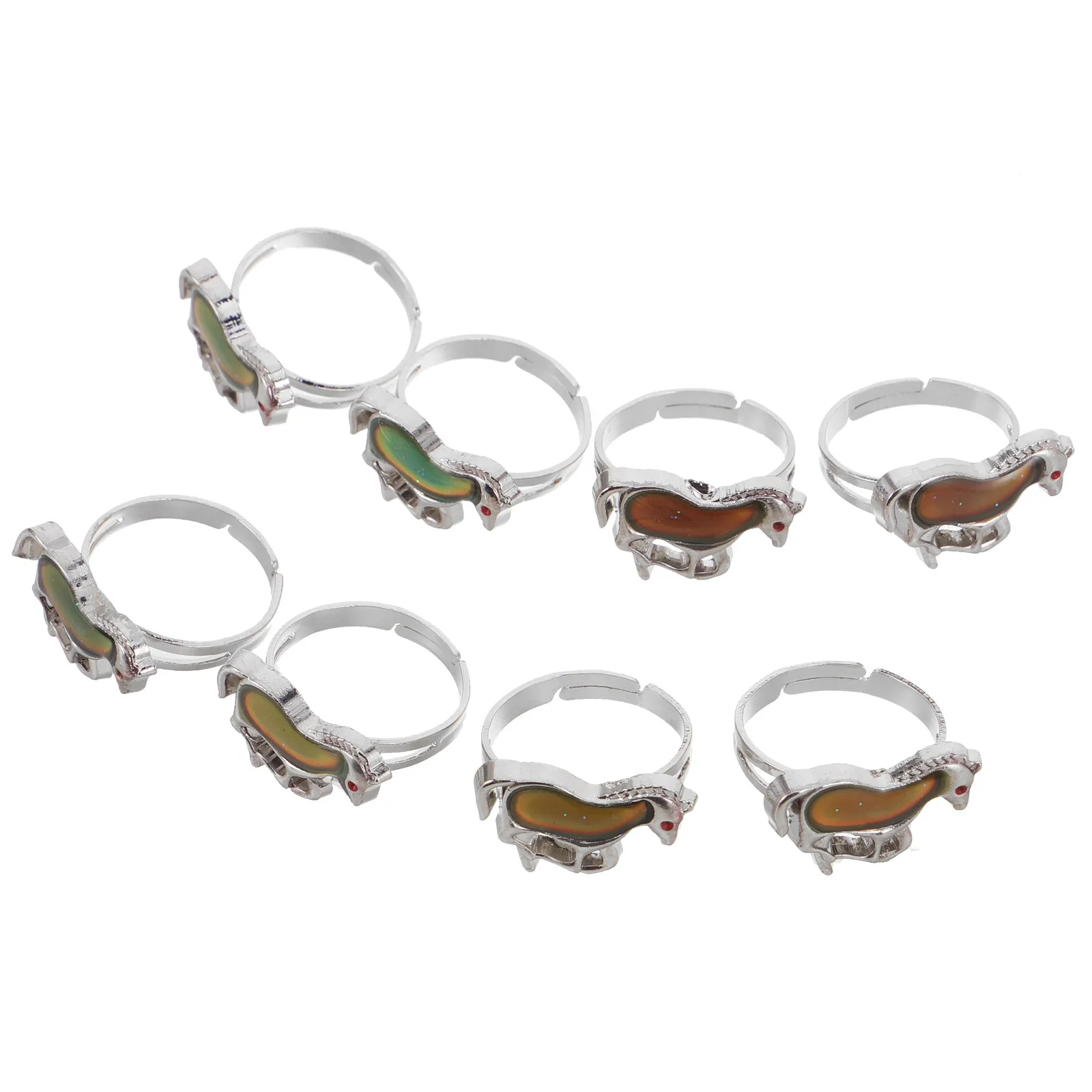 

Набор из 8 колец в форме лошади, меняющих цвет в зависимости от температуры, винтажные украшения с животными для вечеринок