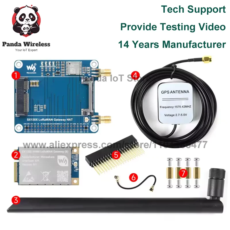 

Raspberry Pi LoRaWAN Module SX1302 SX1303 Mini PCIe IoT Wireless 868M 915M Lora Gateway Hat Expansion Board
