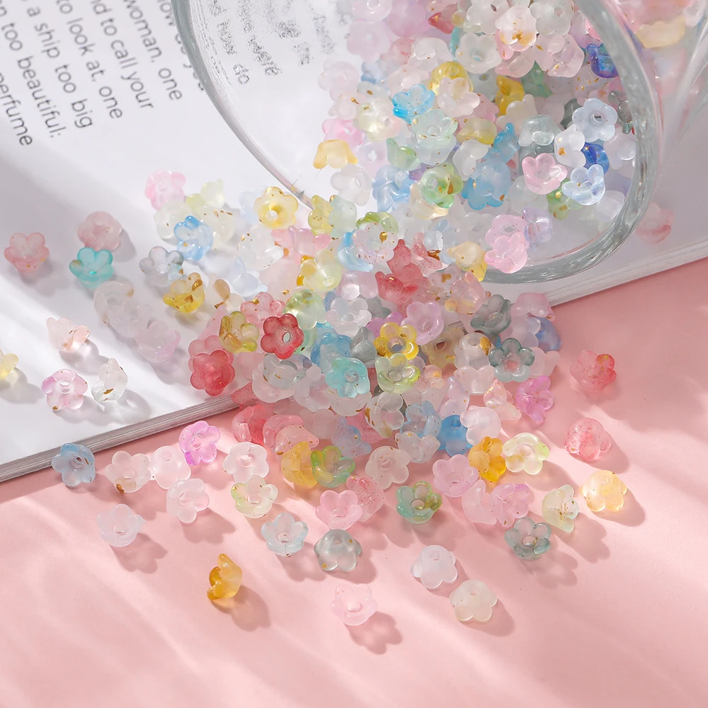 

300Pcs/lot 4.5mm Colorful Flower Acrylic Loose Spacer Beads For Jewelry Making DIY Bracelet Necklace Accessories