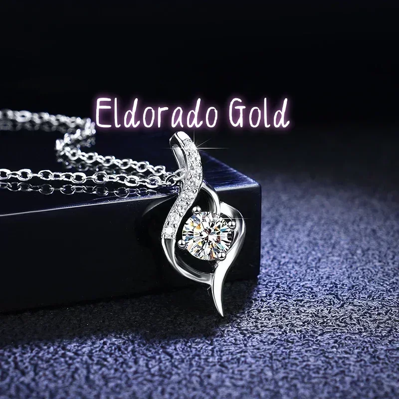 

Eldorado Gold Luxury PT950 Platinum Clavicle Necklace With GRA Certified 0.5 Carat Moissanite Diamond Pendant Wedding Jewelry f