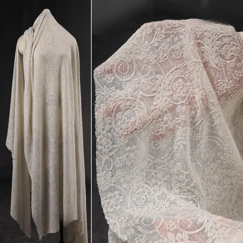 Tela bordada de Jacquard de lino, medio metro, vid Floral, gasa suave, vestido, blusa, Material, textil de diseñador Vintage, decoración bohemia