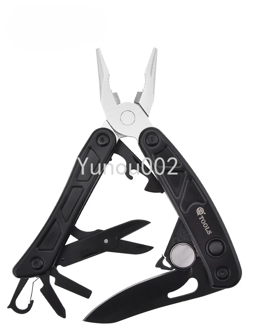 

multi-function pliers combination tool pliers camping mountaineering hiking self-defense folding LED light