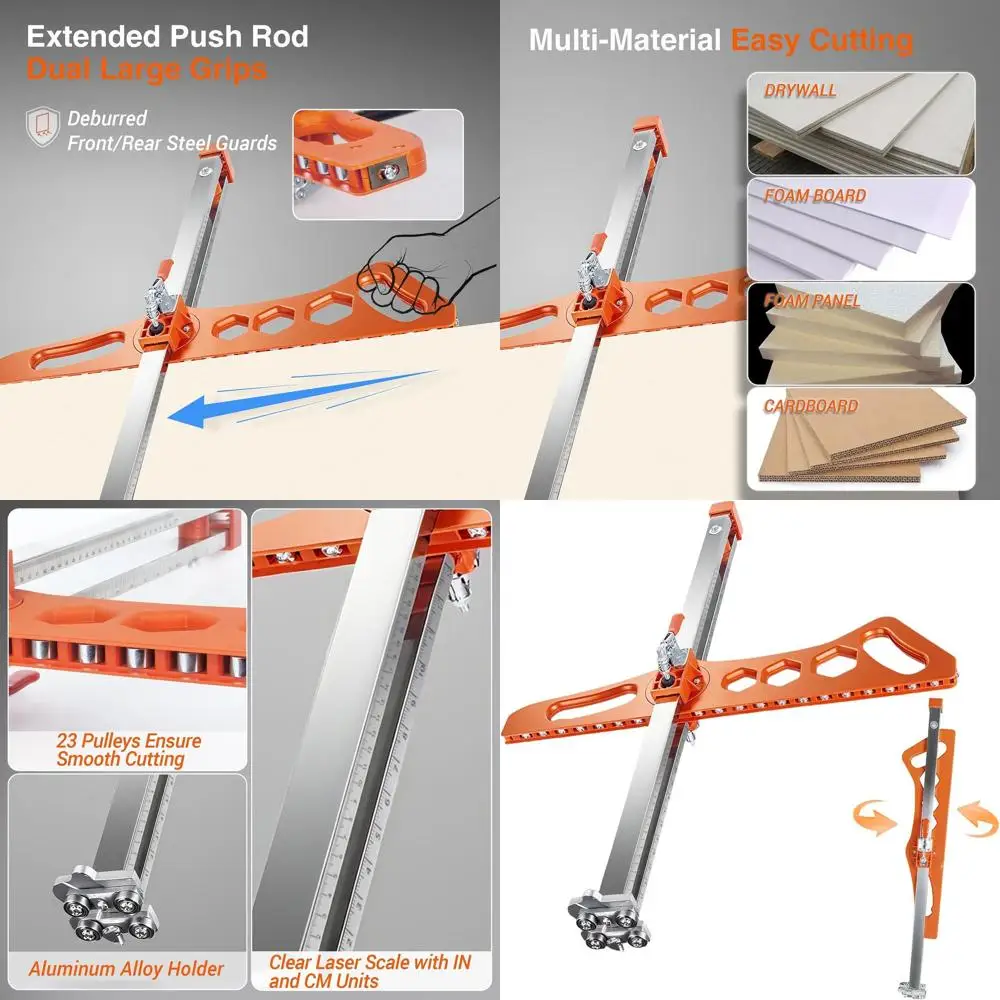 

Drywall Cutting Tool, Foldable Hand Push Dual Positioning Drywall Cutter Tool 23 Wheels