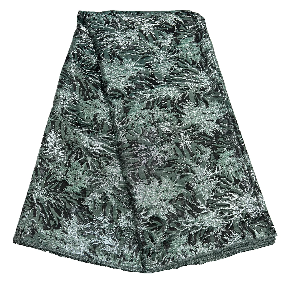 エレガントなジャカードフレンチブロケードレース素材 5 ヤード縫製ウェディングパーティードレス女性のためのアフリカの金色のブロケードレース生地