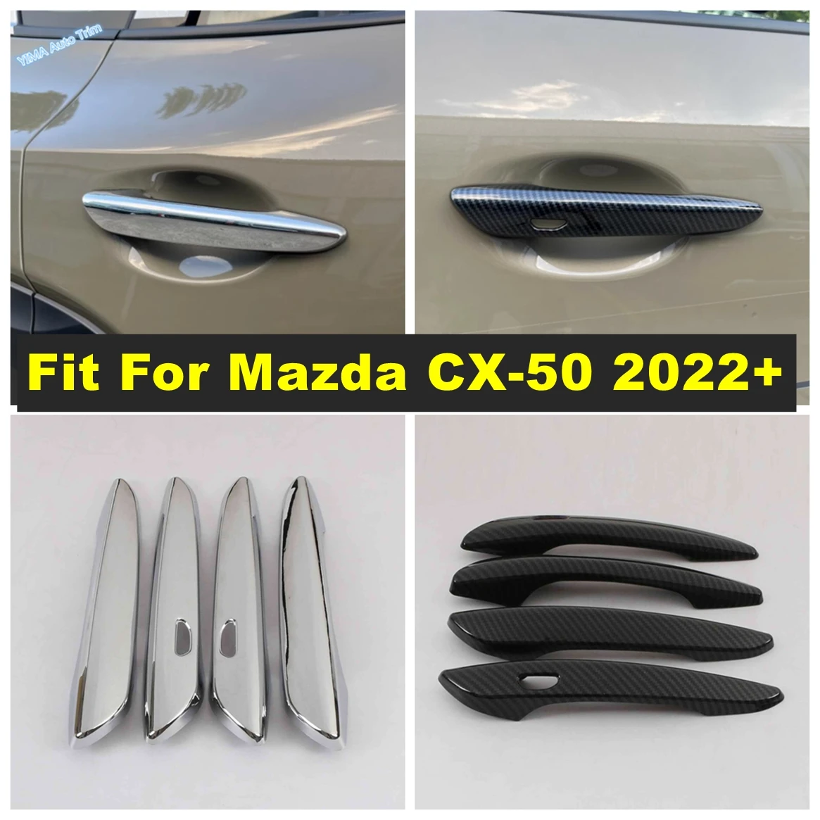 

Car Accessories Side Door Handle Anti-scratch Protector Molding Cover Trims Fit For Mazda CX-50 2022 - 2024 Carbon Fiber / Shiny