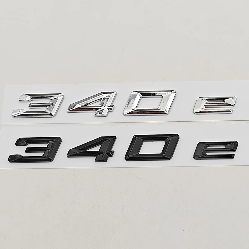 

NEW 3D ABS Chrome Black Car Sticker Logo 340e Rear Trunk Badge Sticker Decals For BMW 340e G20 G21 Auto Tail Marking Accessories