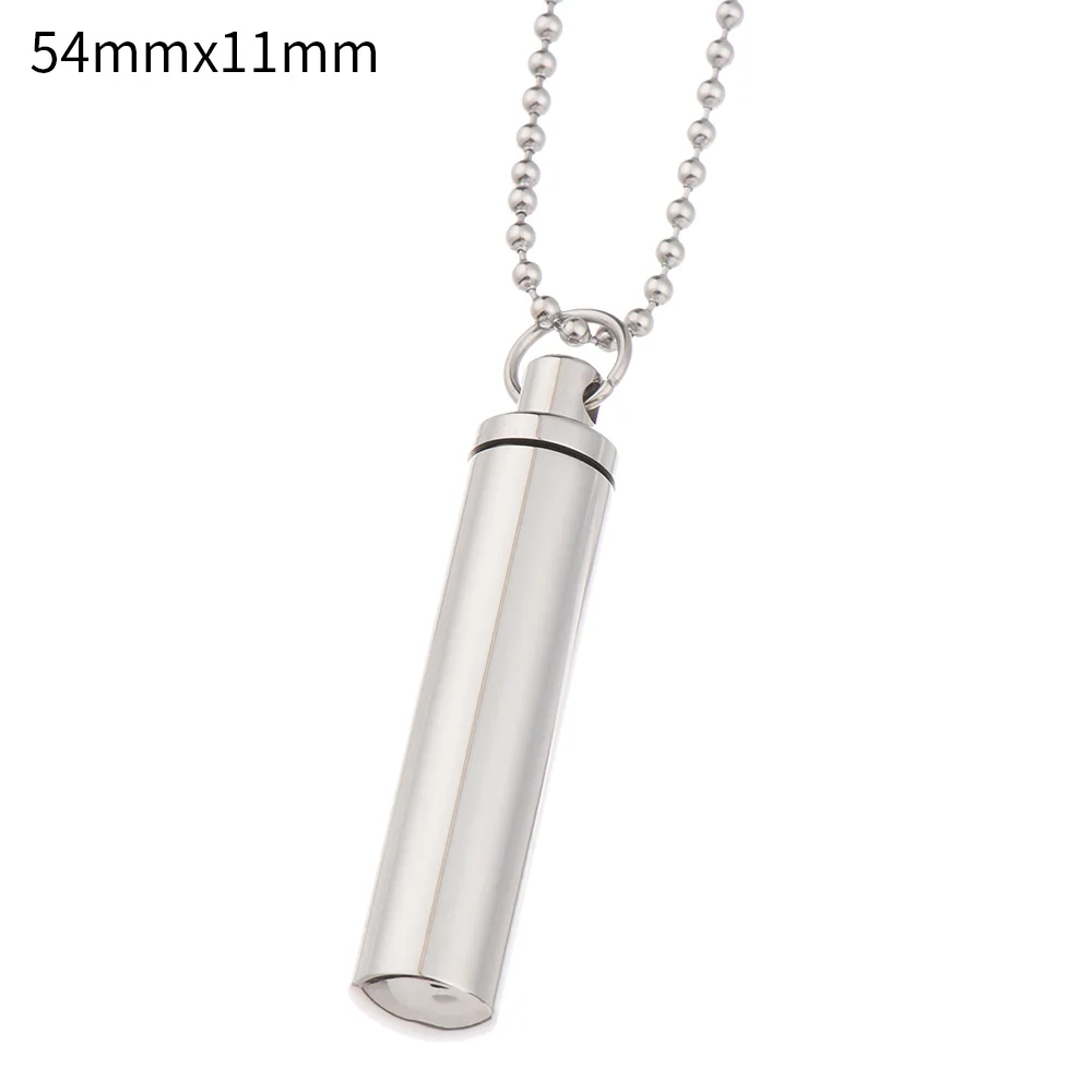 Capsule Shape Memorial Gift Beads Chain Openable Cylindrical Tube Stainless Steel Perfume Vial Pendant Wishing Bottle