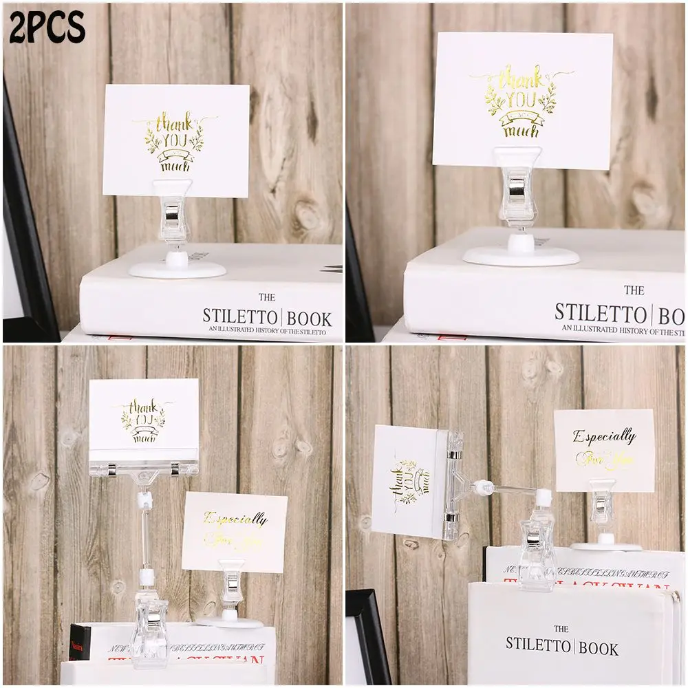 2PCS Office School Supplies Double Clips Useful Display Holder Advertising Folder  Transparent Plastic