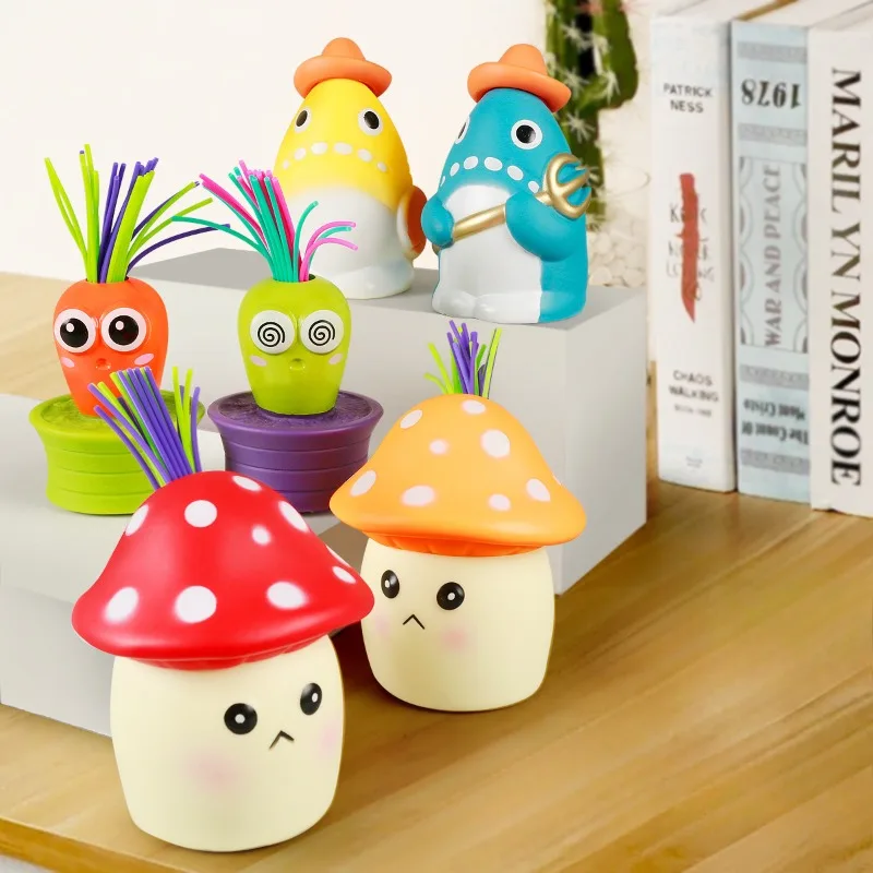 New Style Mushroom Shark Durian Cactus Chili Toys Hair Pulling Stress Relieving Toy Fun and Funny Toy Cartoon Present for Friend