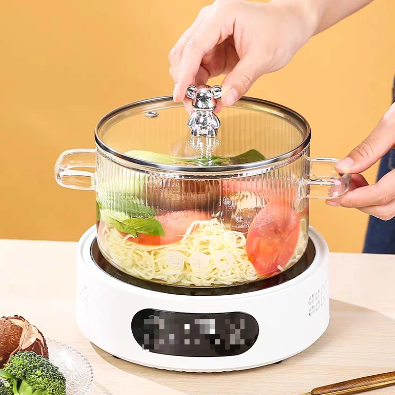 

Thickened high borosilicate glass stew pot,transparent cooking pot,soup pot,heated double handle stew pot with lid, cooking tool