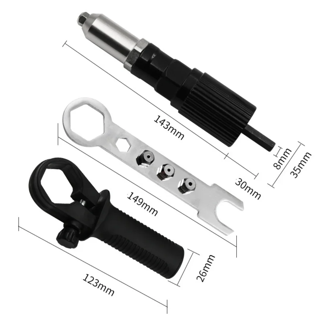 Pistola Rivettatrice Elettrica Professionale, Accessori per Estrazione Nuclei, Adattatore per Trapano Rivettatore Senza Fili, Utensili per Inserto Dadi