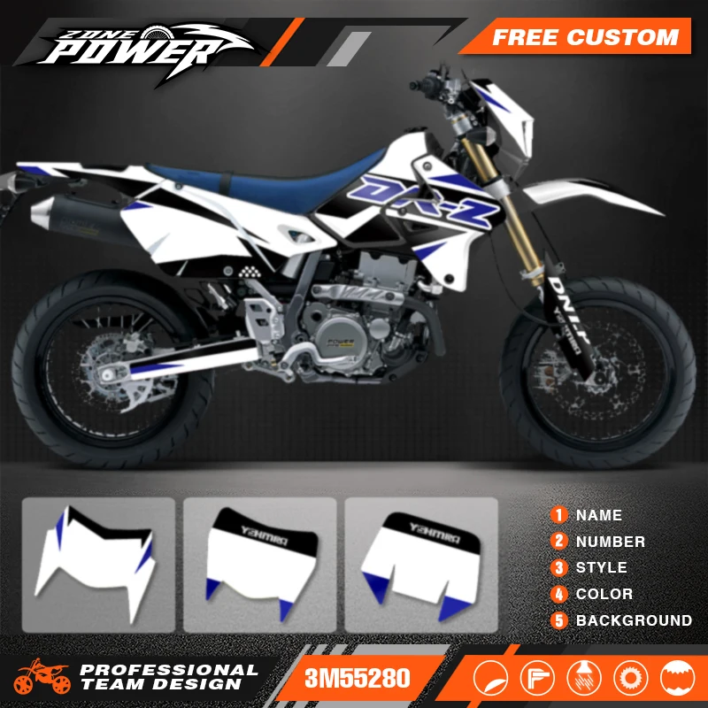 Powerzone Full Graphics Decals Stickers Motorcycle Background For SUZUKI DRZ400 SM S E DRZ 400 SM S E 1999-2022 Custom Number 05