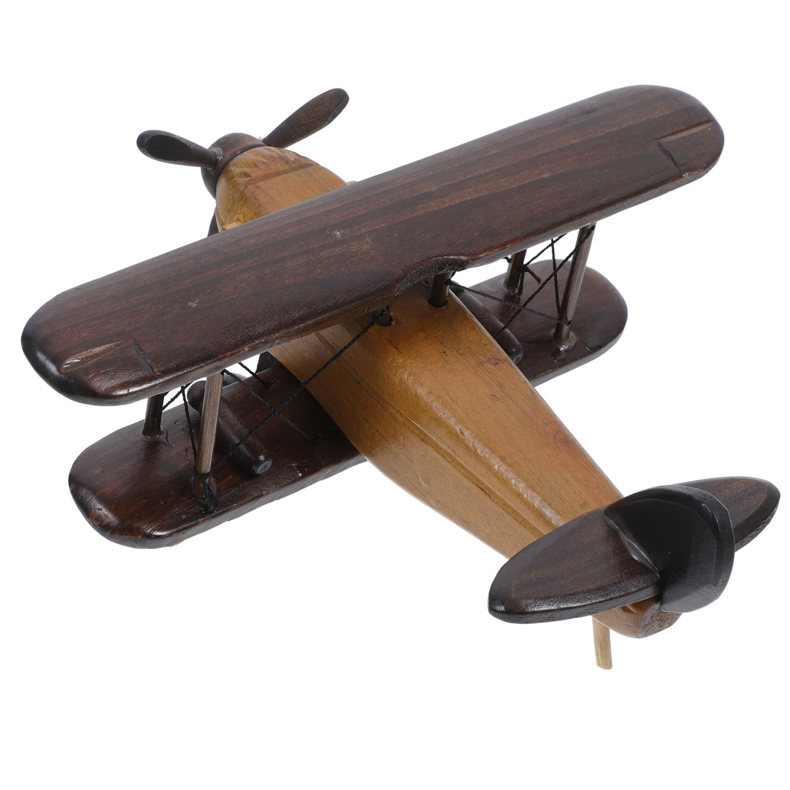 Desktop Photo Props Retro Wooden Plane Airplane Woody Toy Model Miniature Crafts Chocolate Office