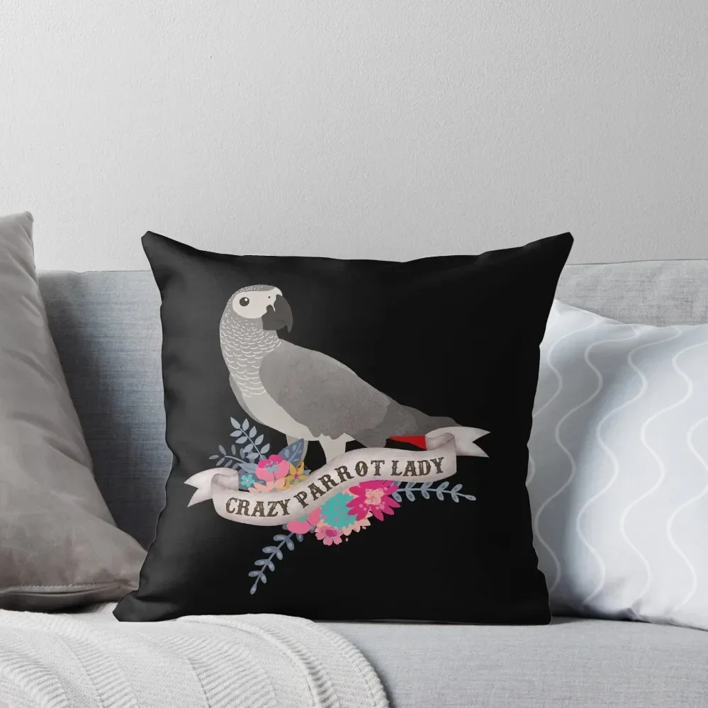 

Crazy Parrot Lady Throw Pillow Sofa Decorative Covers Pillow Cover pillow