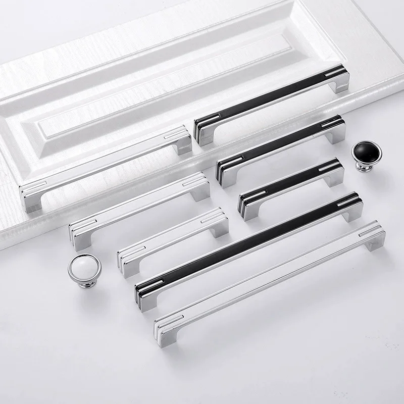 Recessed Silver Black Zinc Alloy Cupboard Cabinet Kitchen Drawer Handle Closet Dresser Knob Square