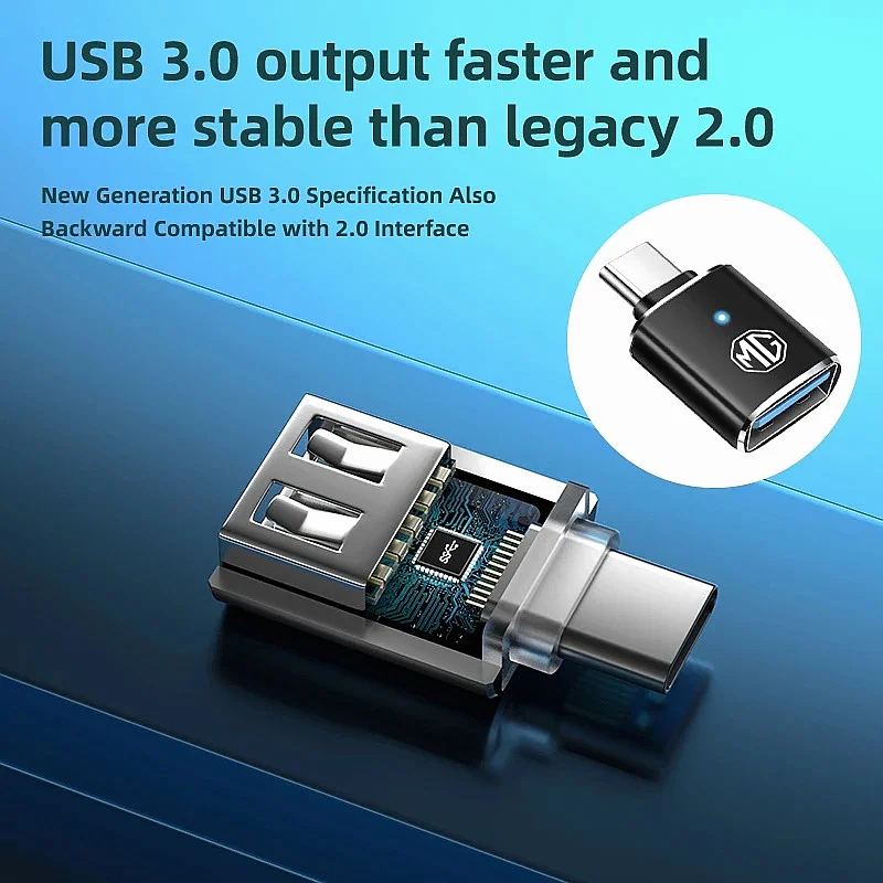 Car Type-C to USB3.0 LED Converter Adapter For MG Mulan MG6 ZS HS MG4, MG Logo CarPlay CarLife Auto Interior Parts