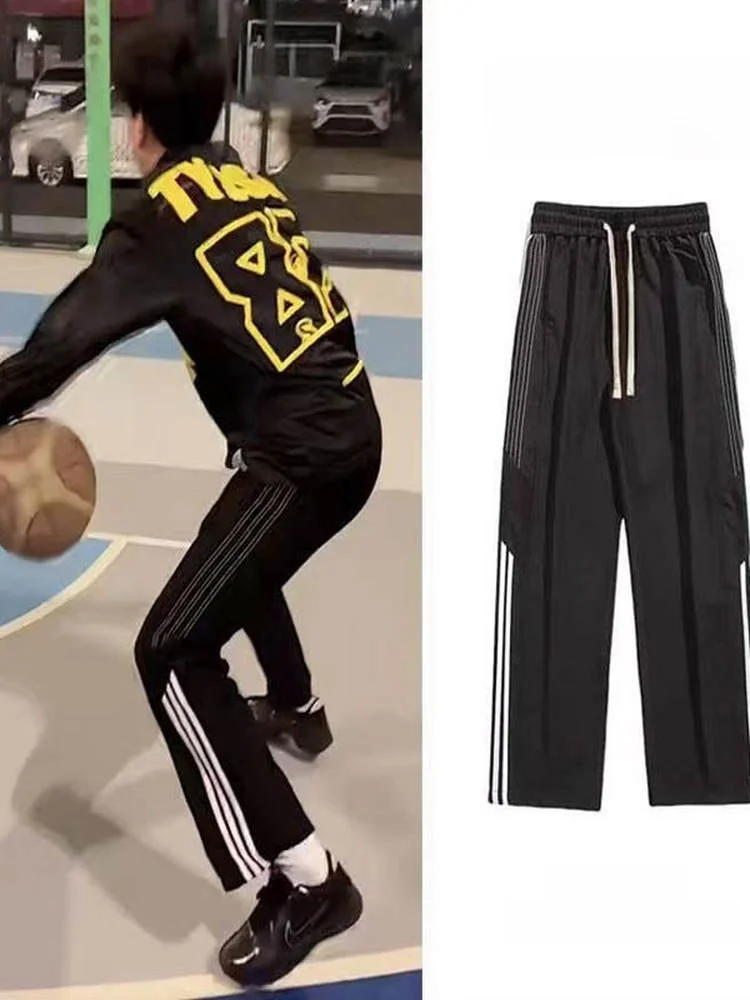 

Legends Merchant House Men's Summer Thin Straight Leg Basketball Pants Three Stripe Sports Sweatpants Casual Loose Fit Long T...