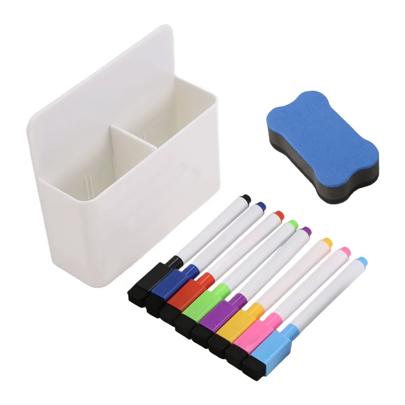 SR-حامل أقلام التحديد الجاف المغناطيسي، حامل أقلام التحديد المغناطيسي للسبورة البيضاء، 8 قطع أقلام تحديد المسح الجاف المغناطيسي