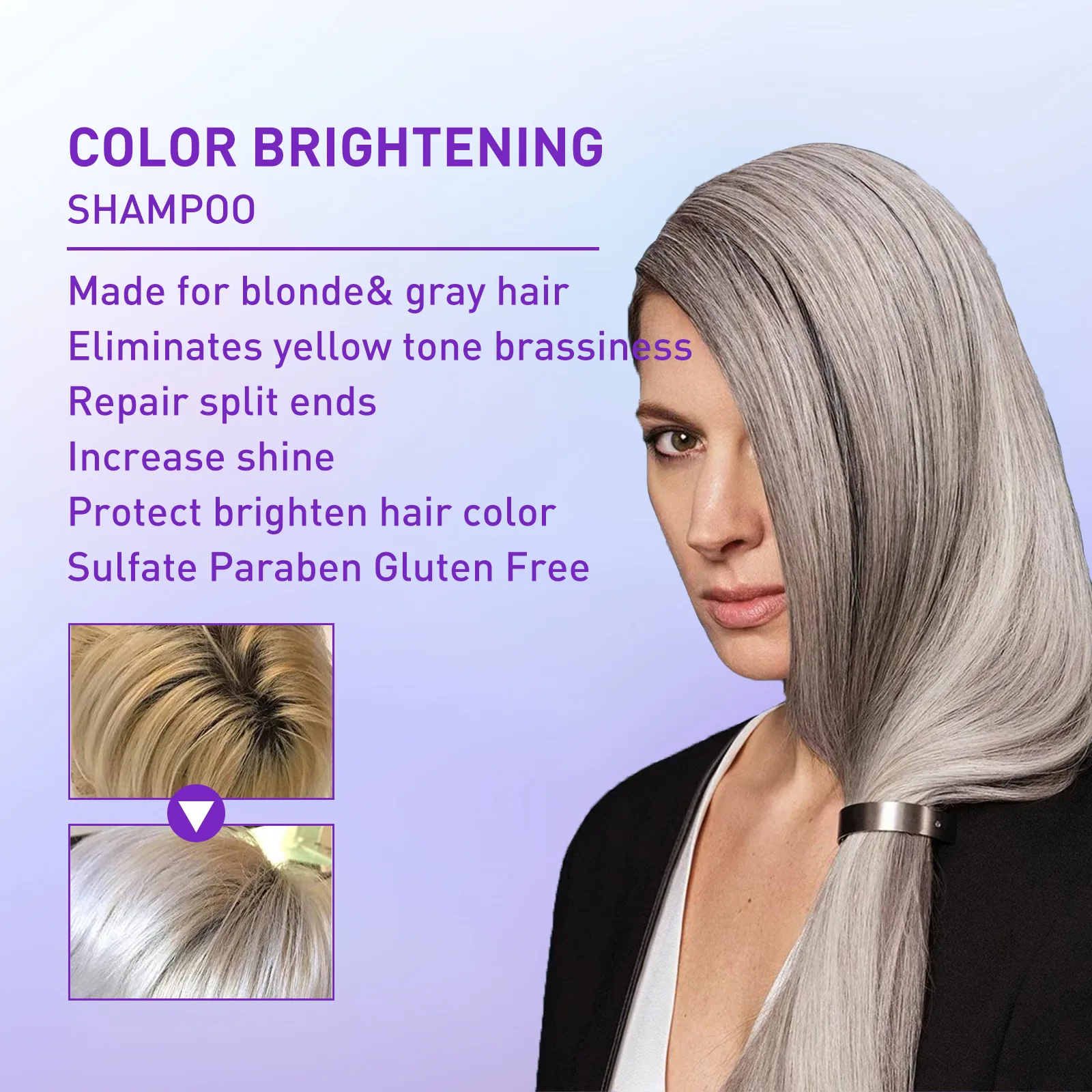 Professional Purple Shampoo Professional Yellow Removal Post Dyeing Gray Hair Care Bleached Highlighted Shampoo Revitalize 30ml