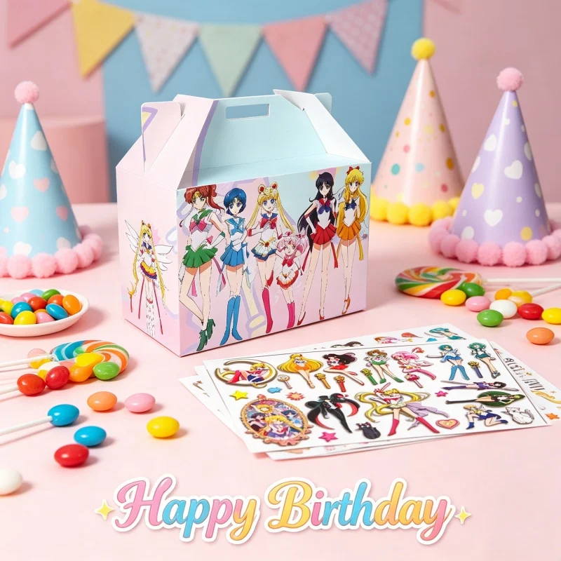 Sailor Moon Themenparty-Dekorationen: Einweggeschirr, Tassen, Teller, Flaggen, Strohhalme, Banner, Kuchen, Geburtstag, Feiertagsparty-Zubehör – Detail 6