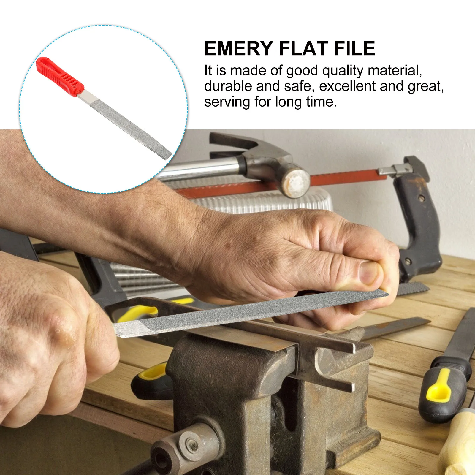Flat Plate File Polishing Tool for Metal Woodworking Anti Skid Handle Material Grinding Emery Useful Design Long Time
