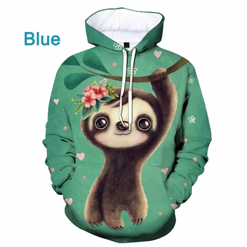 

New Arrival Goods Sloth Animel 3D Printed Hoodies Sweatshirt Pullover Men's Women's Casual Round Neck Short-sleeved Hoodie Hoody