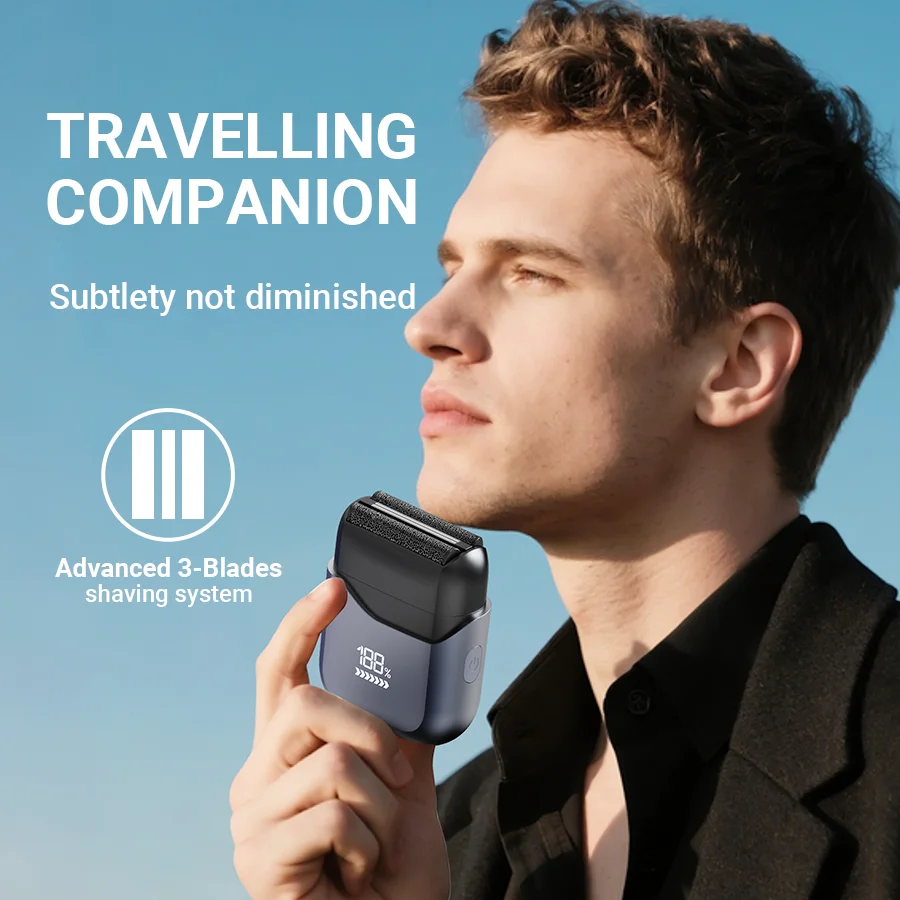 

Портативная электробритва для мужчин, перезаряжаемая дорожная бритва Mini USB, компактная для деловых поездок и подарков