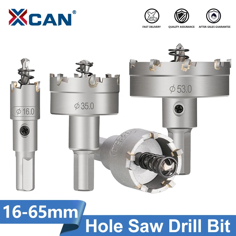 XCAN HSS Drill Bit TCT Hole Saw Set Core Drill Set 16-65mm for Stainless Steel Alloy Wood Drilling Cutting Tools Metal Cutter