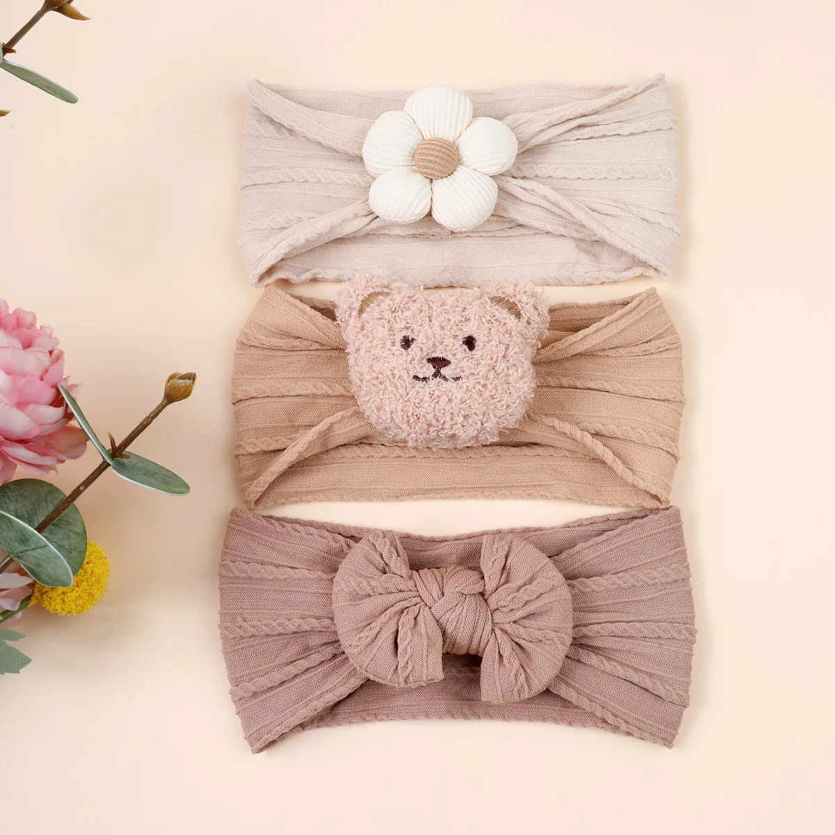 3Pcs Baby Headbands Newborn Girls Boys Bear Nylon Hair Bands Soft Children Turban For Babies Toddler Kids Hair Accessories