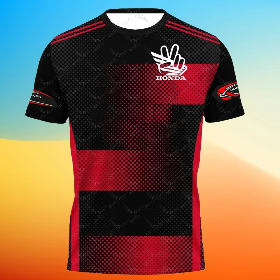 

Honda Quick Dry Racing Men Stripe Print Motorcycle Biker Jersey Sportswear Short Sleeve Lightweight Outdoor T-shirt