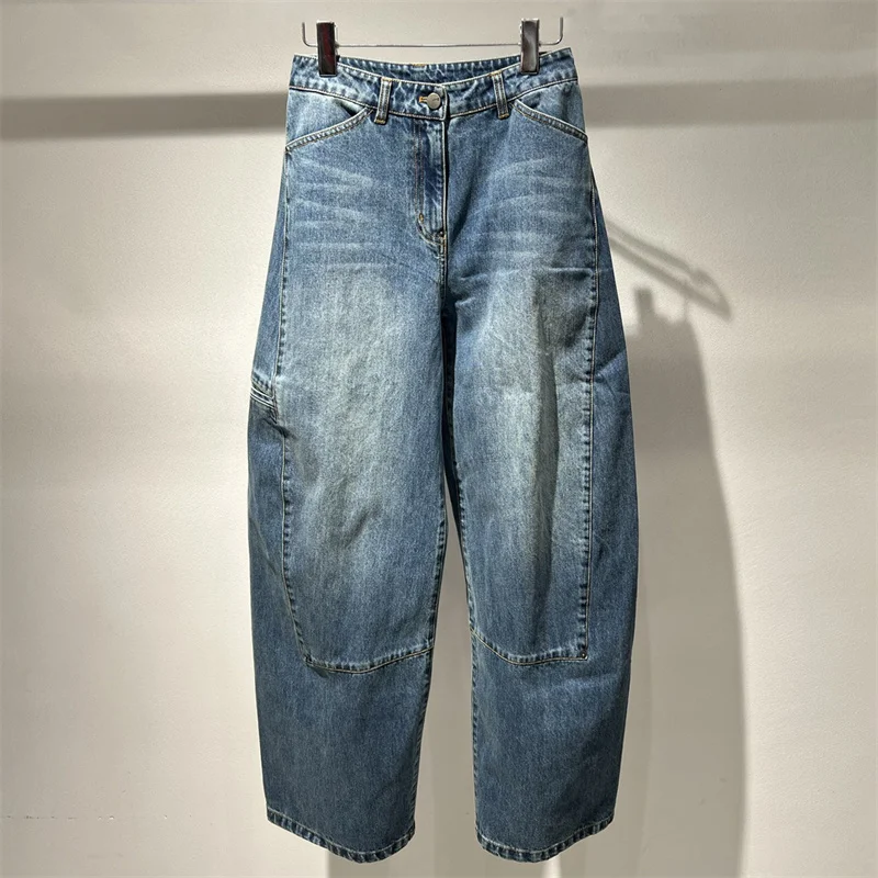 กางเกงยีนส์ผู้หญิง 2026 ฤดูใบไม้ผลิ รุ่นใหม่ เอวต่ำ ทรงเข้ารูป ขาตรง สไตล์เรโทร ผ้าฝ้ายแท้ ทรงขากว้าง กางเกงผู้หญิง กางเกงยีนส์