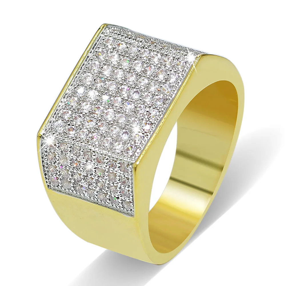TOPGRILLZ Hip Hop Bling Rings All Iced Out Real Micro Pave CZ AAA Cool Mens Women Couple Gold & Silver Color Hiphop Ring
