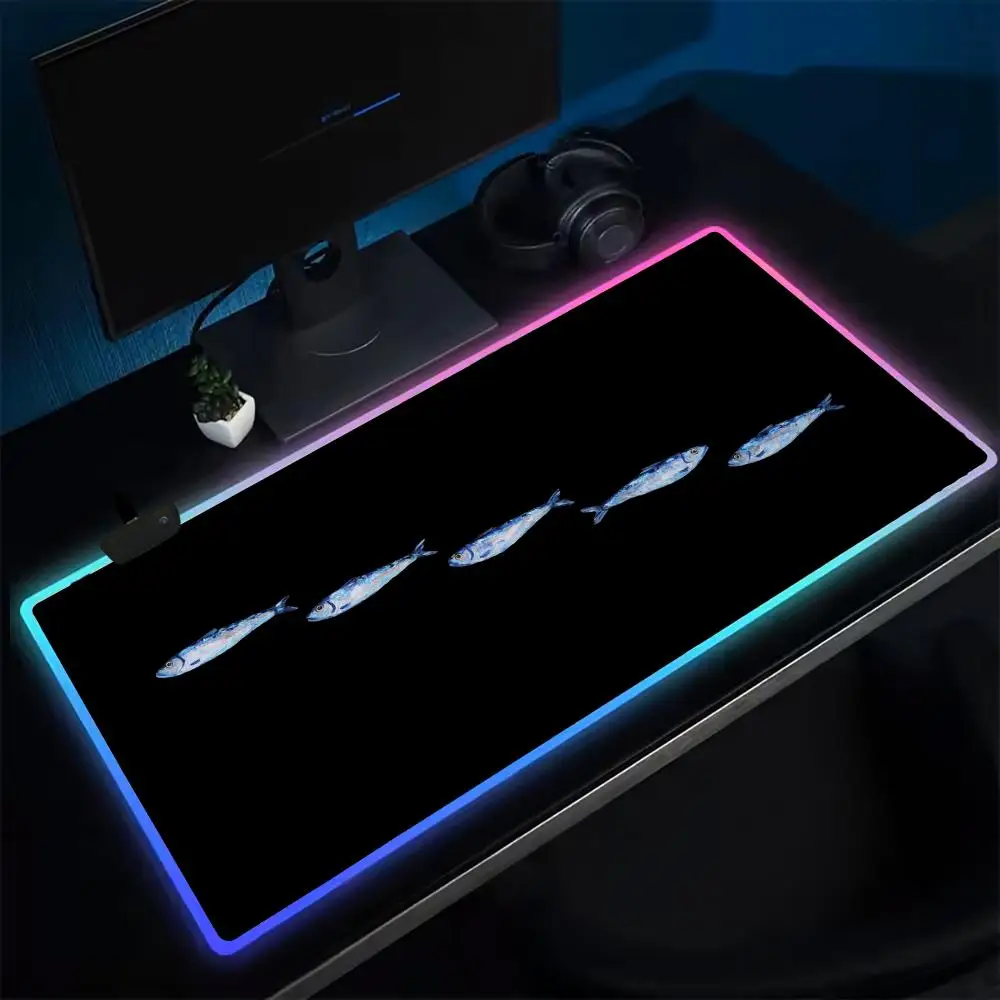 

Game Sardines Mouse Pad Anime Gaming Mouse Pad LED Table Pads Backlit Rubber Desktop XXL RGB Desk Mats
