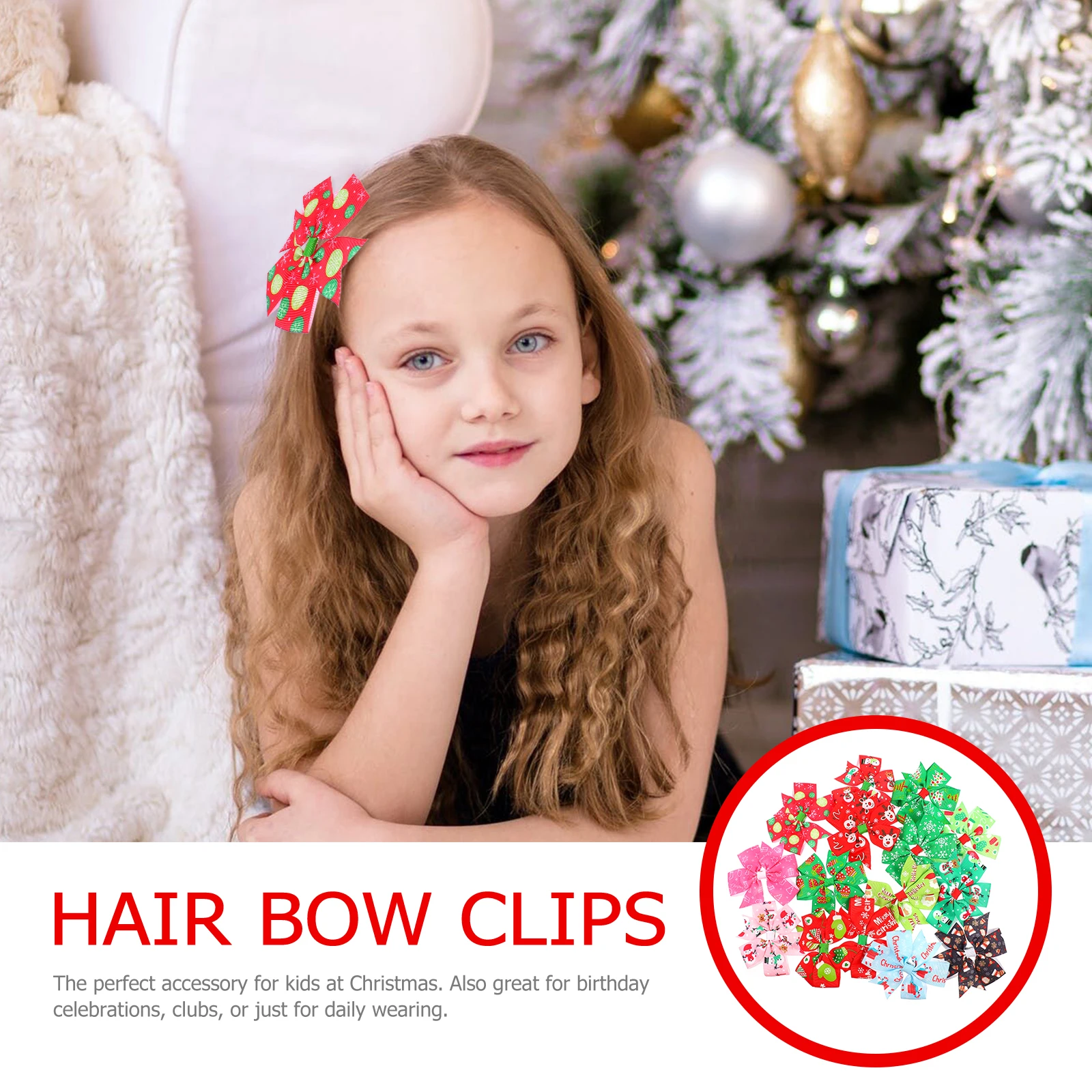 

15pcs Christmas Bow Hairpins Warm Color Kids Accessories Daily Wear Special Occasions Holiday Lovely Xmas Smooth Material