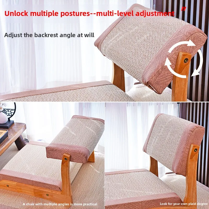 Natural Bamboo Silk Floor Chairs Japanese Tatami Seat with Backrest Legless Meditation Stools Low Chair for Bay Window/teahouse