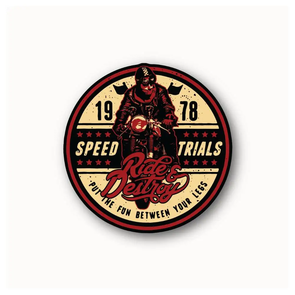 Ride And Destroy Motorcycle Waterproof Stickers For Decorating Car Windows Motorcycles And Computers.