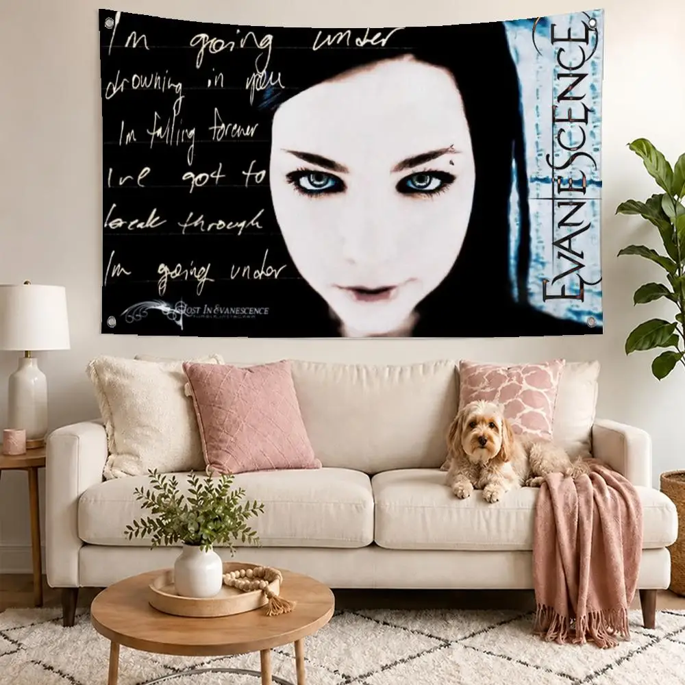 Rock Band Evanescence Flags Concert Print Wall Hanging Art Banner, Indoor Outdoor Bedroom Home Decor Backdrop, Perfect Gift