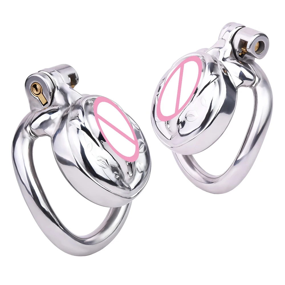 FRKO Stalowy Sissy Łechtaczka Łechtaczka Pussy Męski Różowy Pas Klatka Cnoty Zakrzywiony Pierścień na Penisa Blokada Penisa Bdsm Zabawki Seksualne 18+ Wysyłka z USA