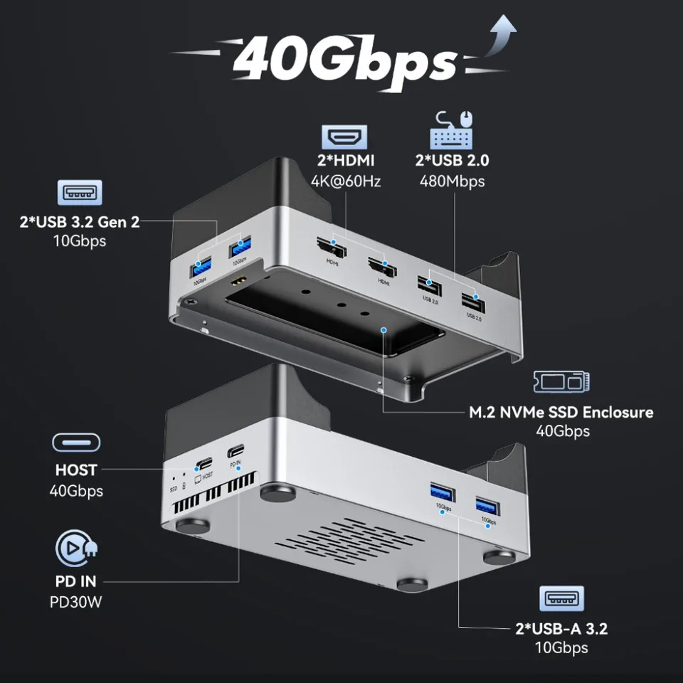 ACASIS Mac Mini Docking Station USB Hub Type-C to DP 4K60Hz