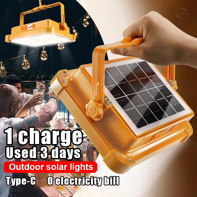 Powerful 400㎡ Solar Rechargeable Camping Light 20000mAh Power Bank LED Flashlights Magnet Portable Lantern Repair Emergency Lamp