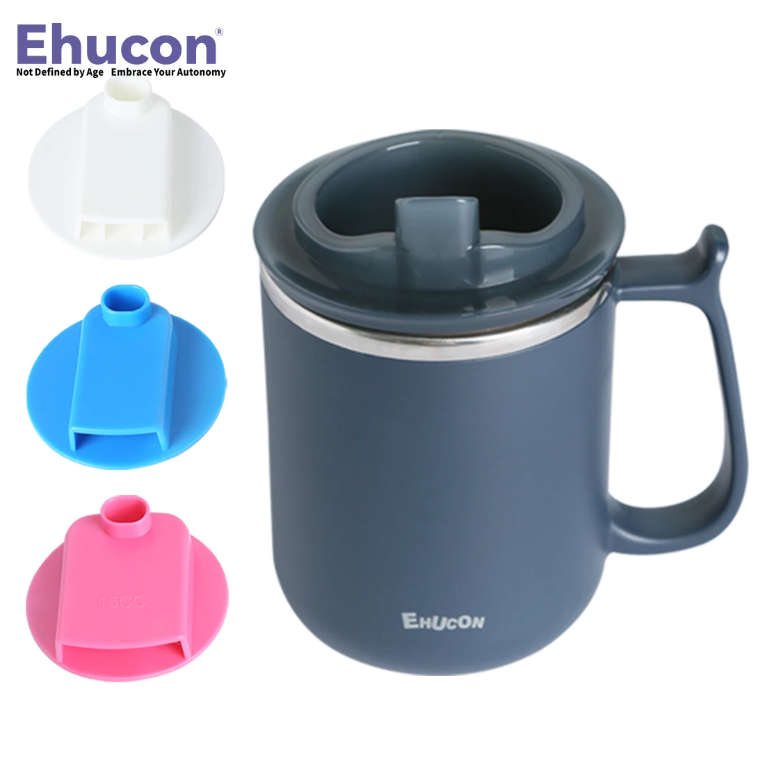 Ehucon Elderly Drinking Cup Dysphagia Regulating Drinking Cup Mug Prevent Choking Adjust the Water Output Stainless Steel Inner