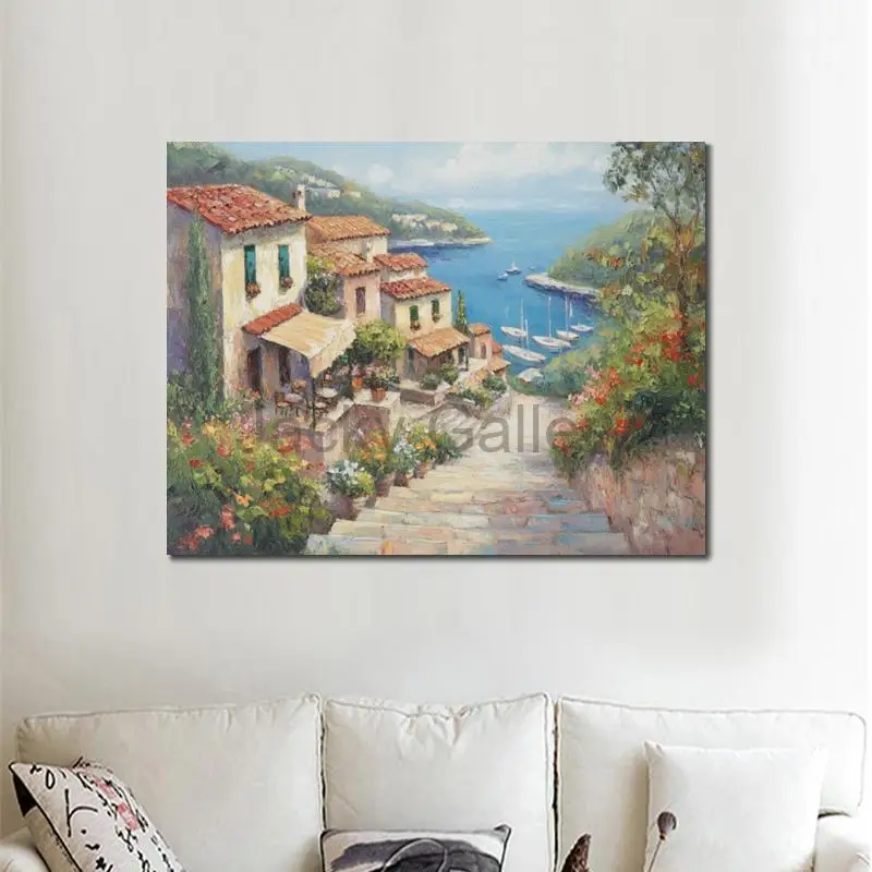 Seascape Art Handmade Oil Painting on Canvas Impressionist Coastal Landscape Modern Large Wall Decor for Beach House Hotel Room