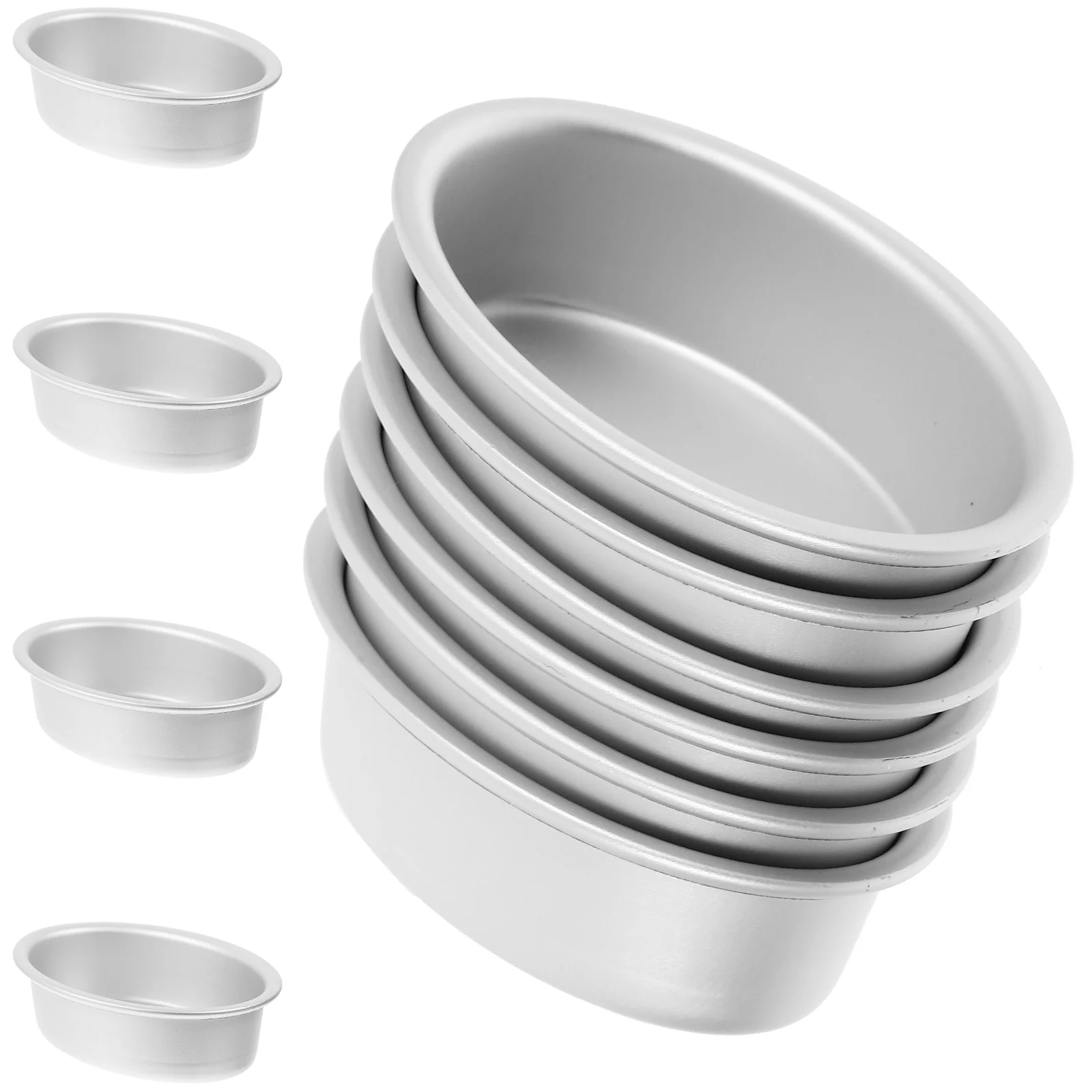 

10 Pcs Bread Pan with Lid Oval Mold Cake Metal Pans Cup Small Nonstick Baking Silver Tin Pudding Mini Flan Molds for