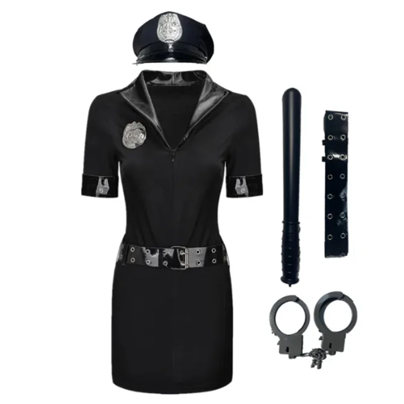 Plus Size Sexy Police Cop Costume Clubwear Military Officer Fantasy Uniform Cosplay Carnival Halloween Fancy Party Dress